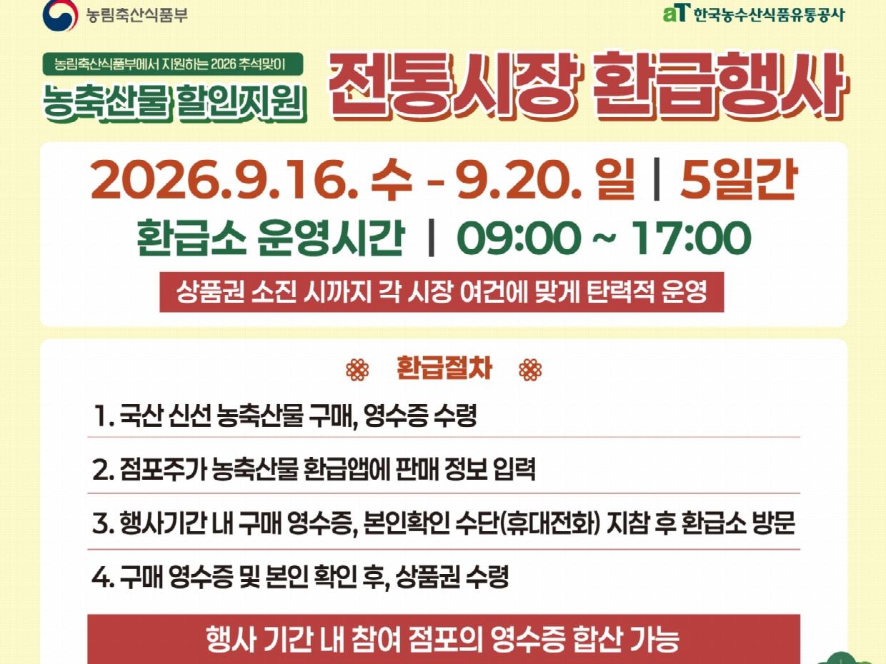 순천 아랫장서 추석 장보면 최대 4만원 환급… 온누리상품권 행사 실시
